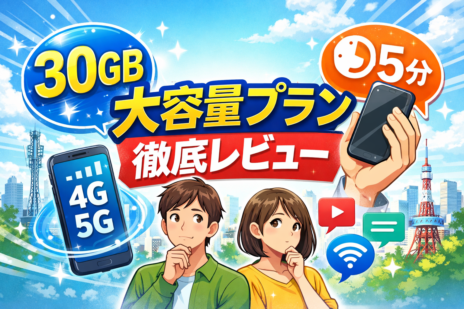 月30GB+5分通話無料の大容量プランを徹底レビュー