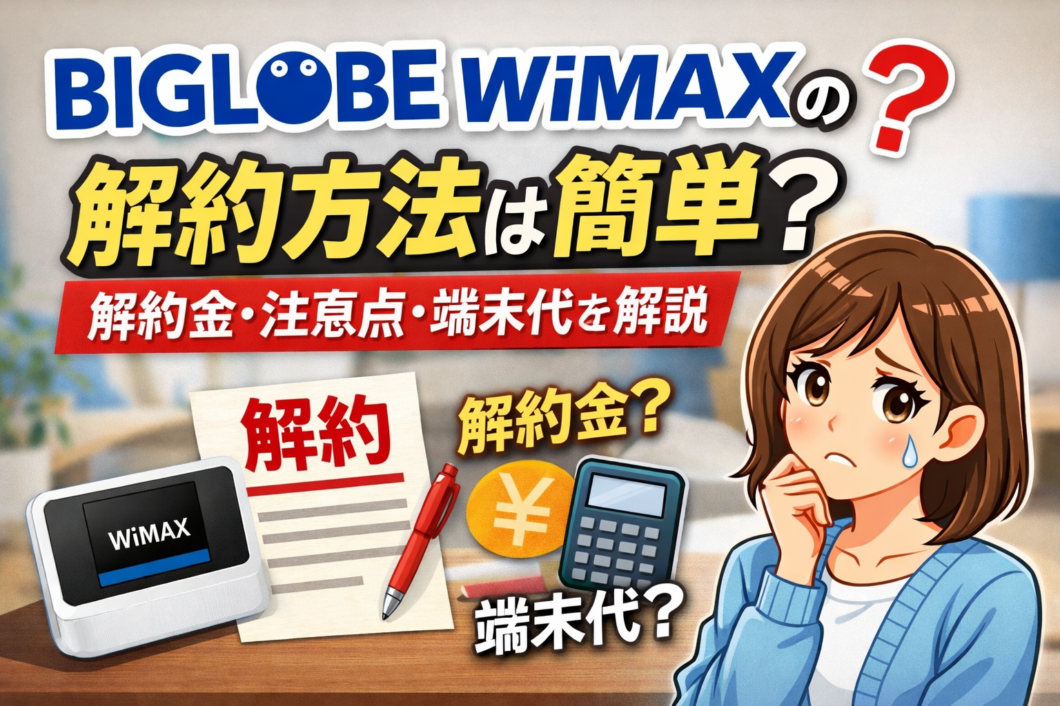 BIGLOBE WiMAXの解約方法は簡単？解約金・注意点・端末代を解説