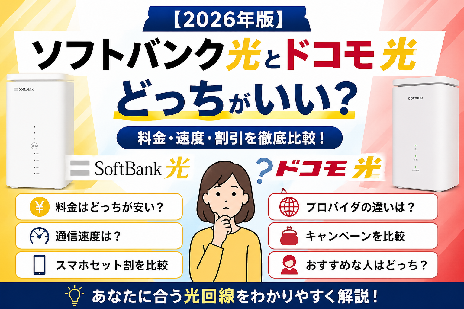 【2026年版】ソフトバンク光とドコモ光どっちがいい？