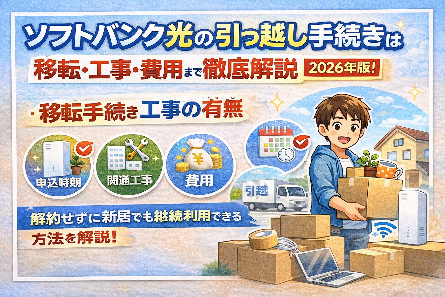 ソフトバンク光の引っ越し手続きはどうする?移転・工事・費用まで徹底解説【2026年版】