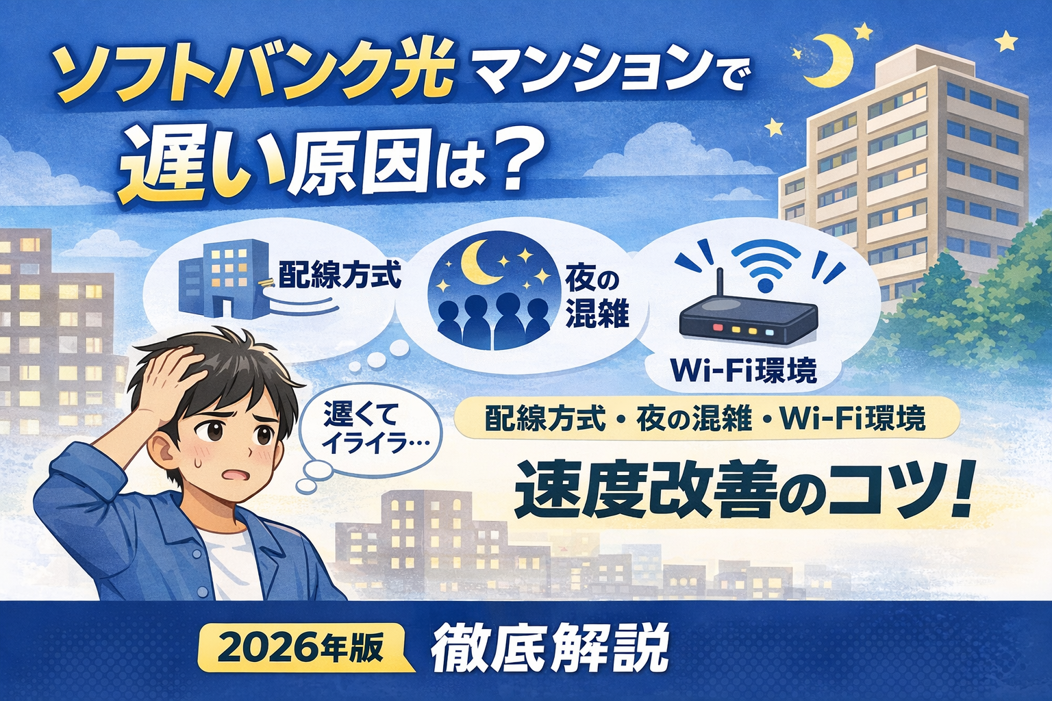 ソフトバンク光 マンションで遅い原因は?速度が出ない理由と改善方法を解説【2026年版】