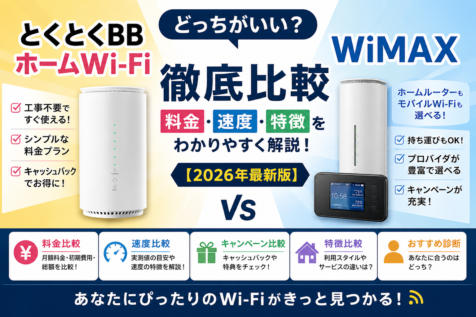 とくとくBBホームWi-FiとWiMAXの料金・速度・特徴を比較した2026年最新版のアイキャッチ画像