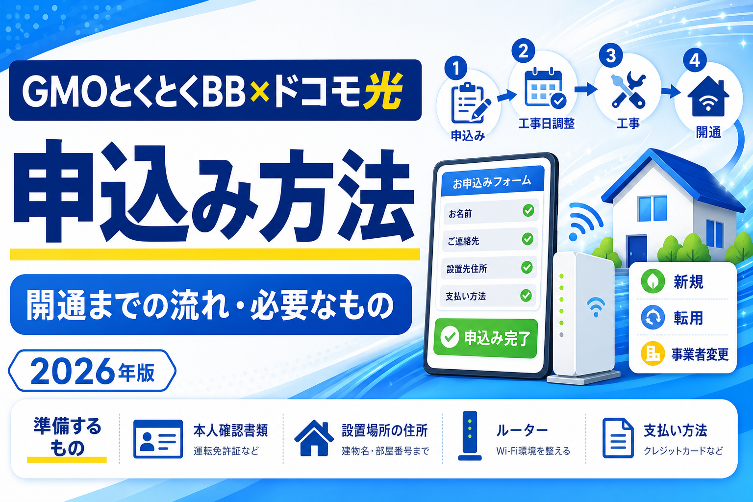 GMOとくとくBB×ドコモ光の申込み方法と開通までの流れ
