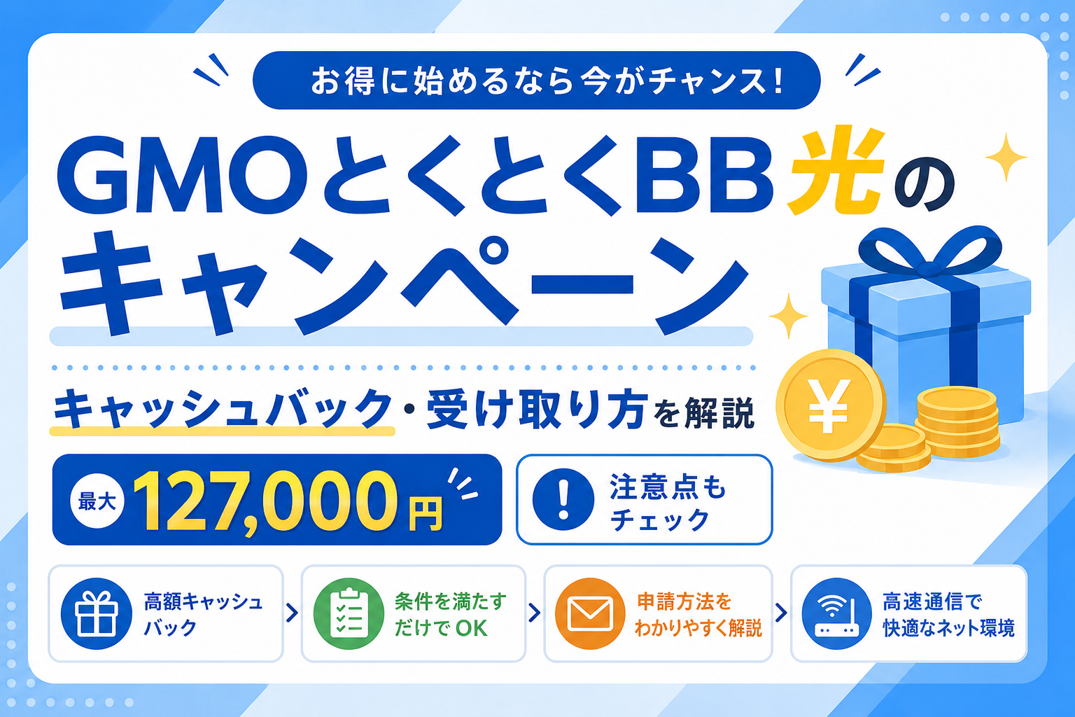 GMOとくとくBB光のキャンペーン・キャッシュバック・受け取り方法を解説する画像