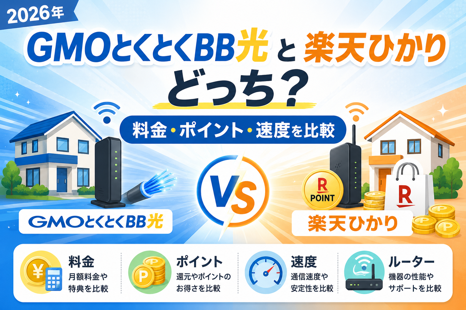 GMOとくとくBB光と楽天ひかりはどっち？料金・楽天ポイント・速度を比較【2026年】