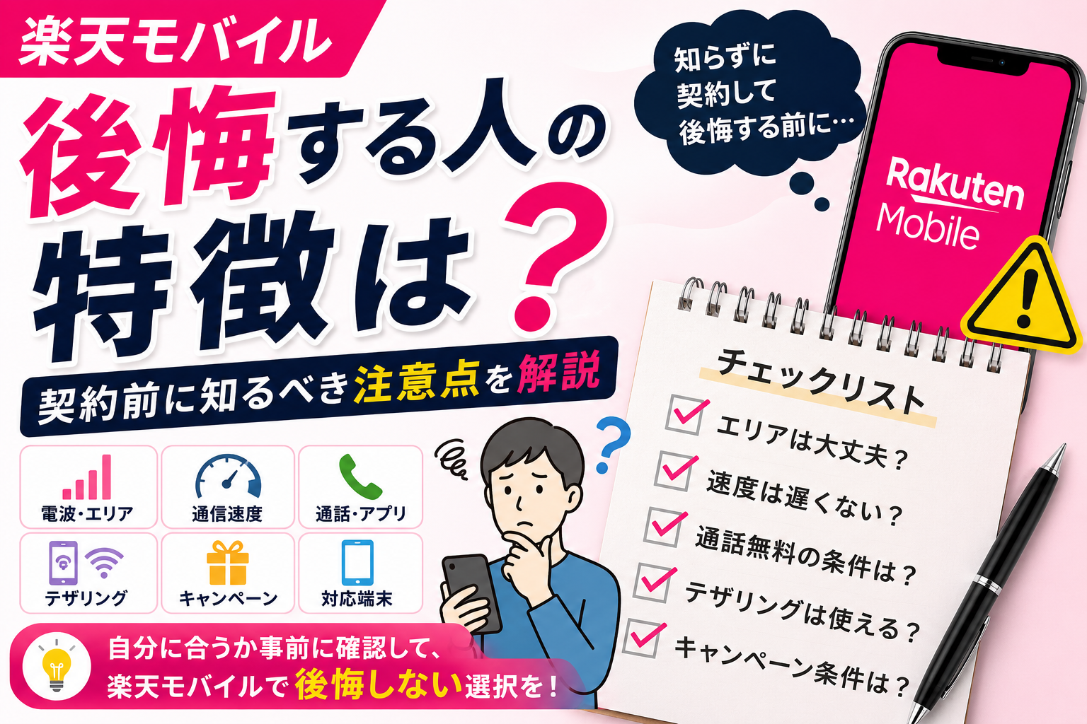 楽天モバイルで後悔する人の特徴は？契約前に知るべき注意点を解説