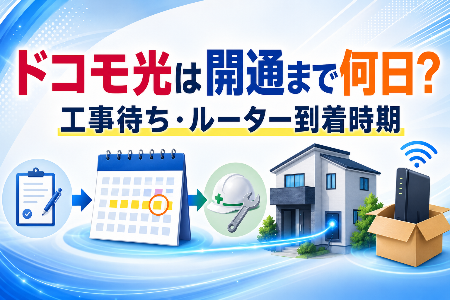 GMOとくとくBB×ドコモ光の開通までの日数と工事待ち・ルーター到着時期