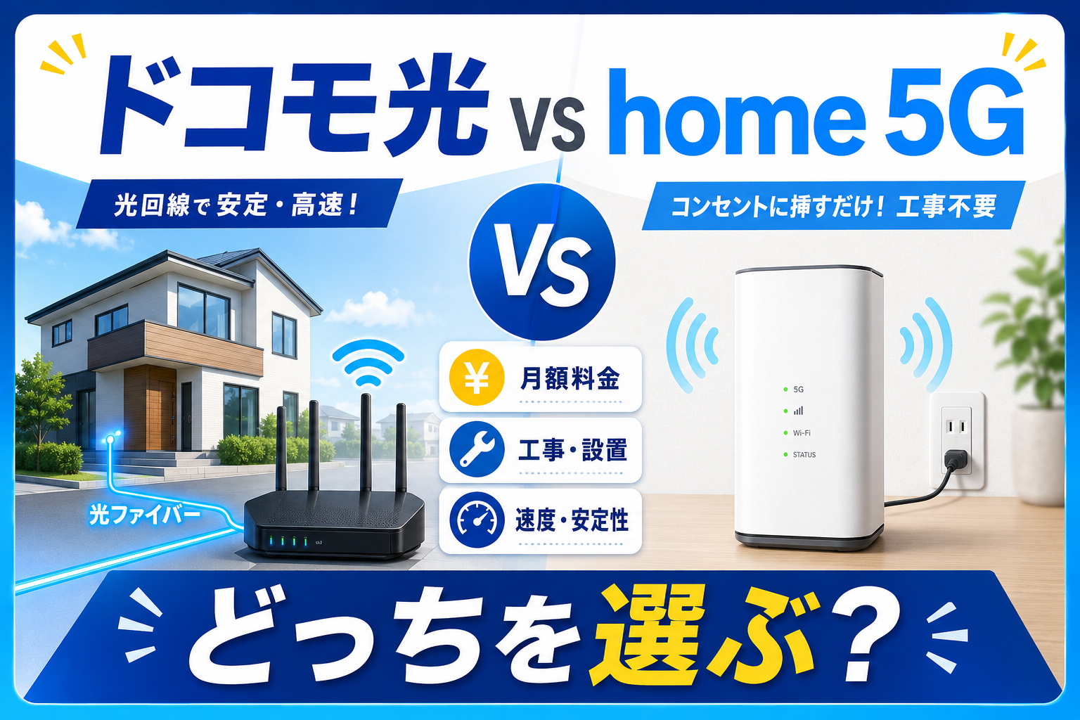 GMOとくとくBB×ドコモ光とドコモ home 5Gはどっち？料金・工事・速度を比較【2026年】