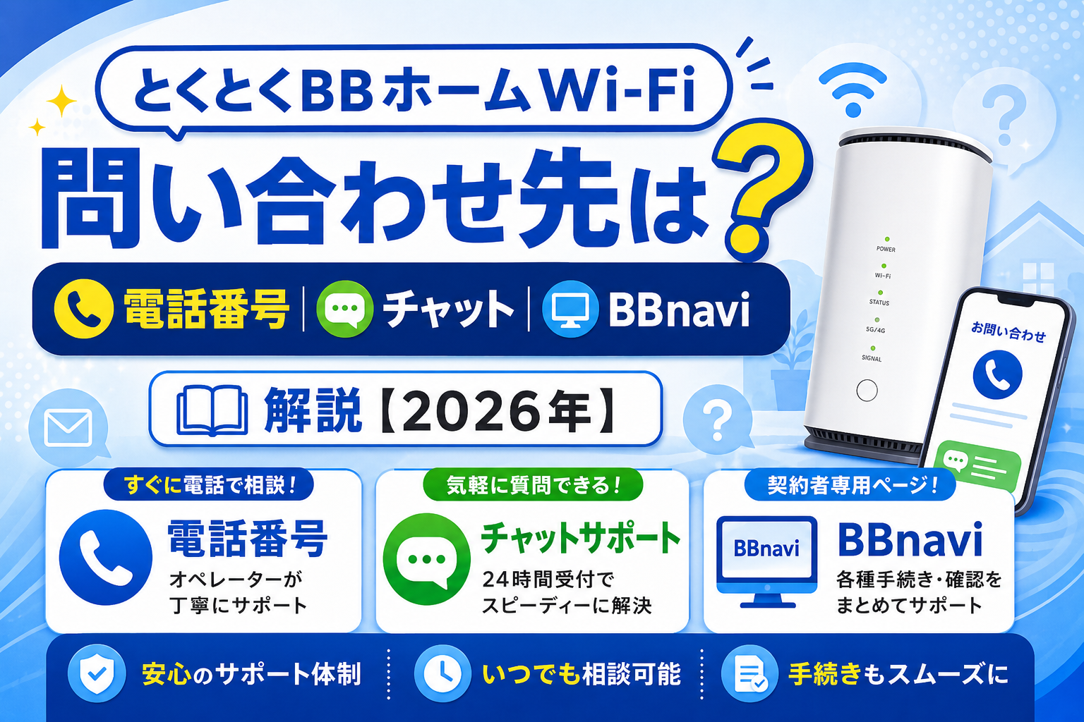 とくとくBBホームWi-Fiの問い合わせ先・電話番号・チャット・BBnavi
