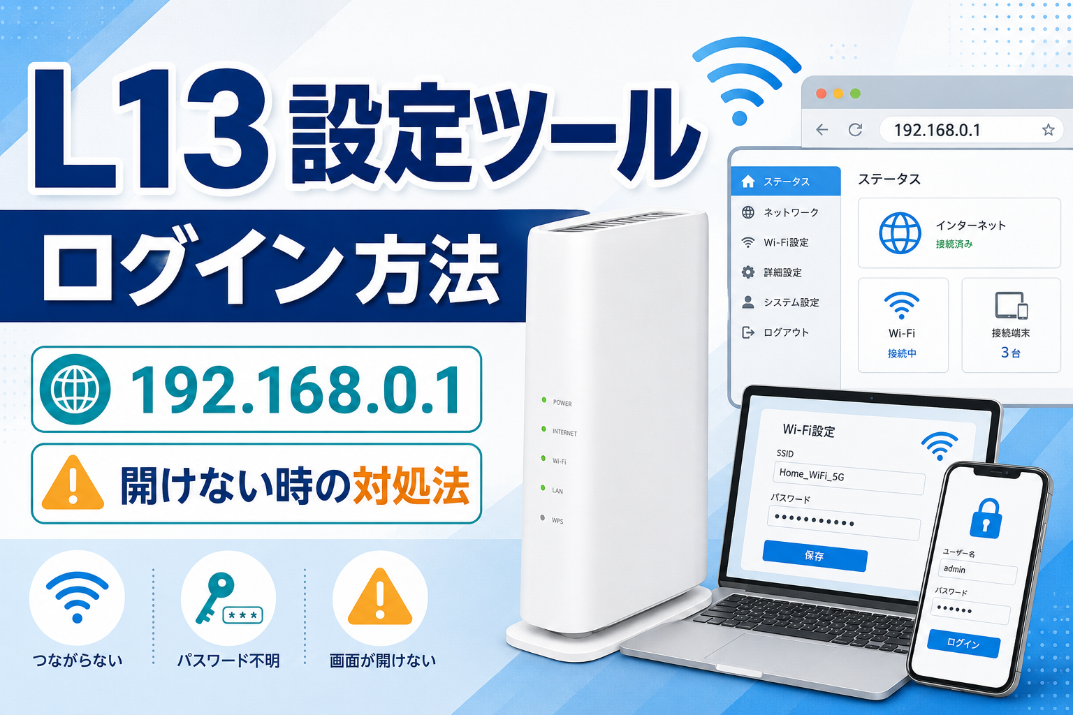 Speed Wi-Fi HOME 5G L13の設定ツールにログインする方法｜192.168.0.1で開けない場合の対処法【2026年】