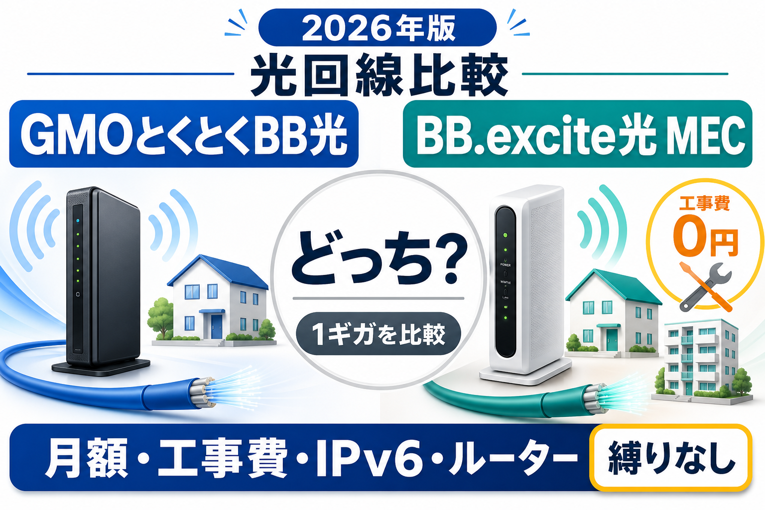 GMOとくとくBB光とBB.excite光 MECはどっち？料金・工事費・ルーターを比較【2026年】