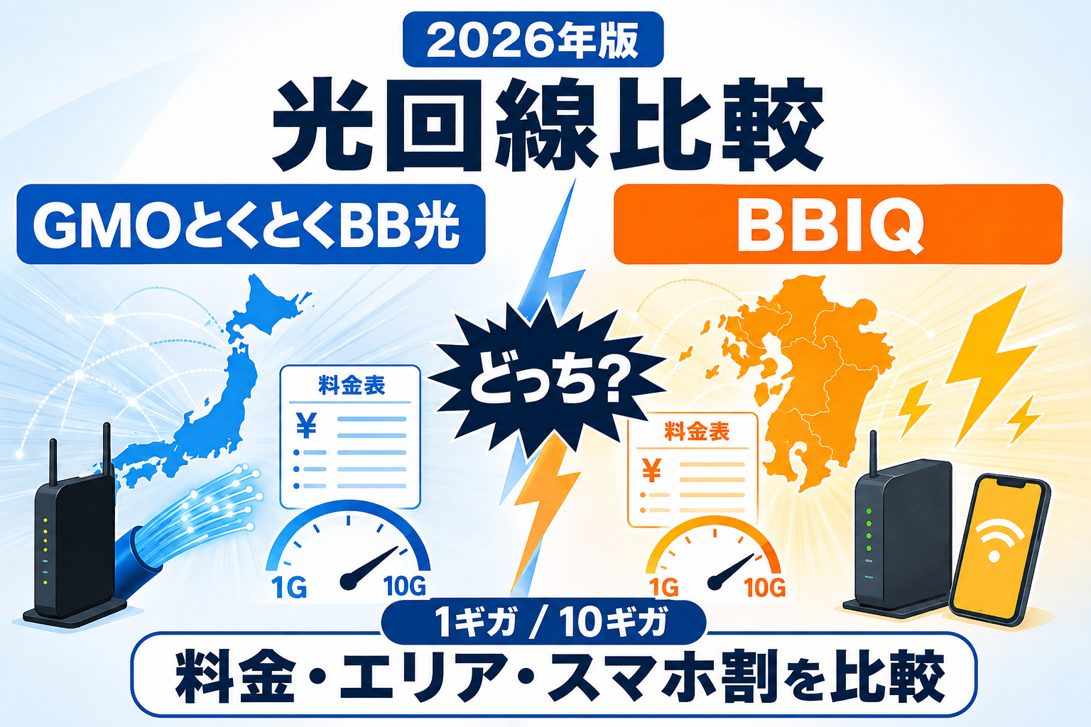GMOとくとくBB光とBBIQはどっち？料金・エリア・スマホ割を比較【2026年】