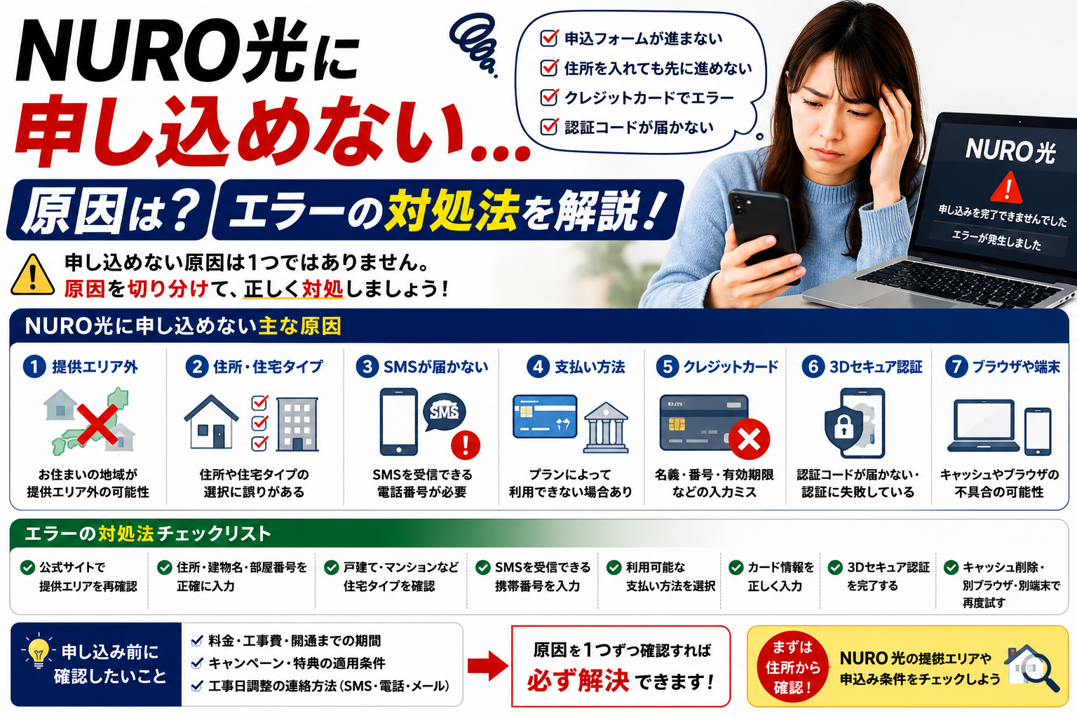 NURO光に申し込めない原因は？申込フォーム・クレカ・住所エラーの対処法【2026年】
