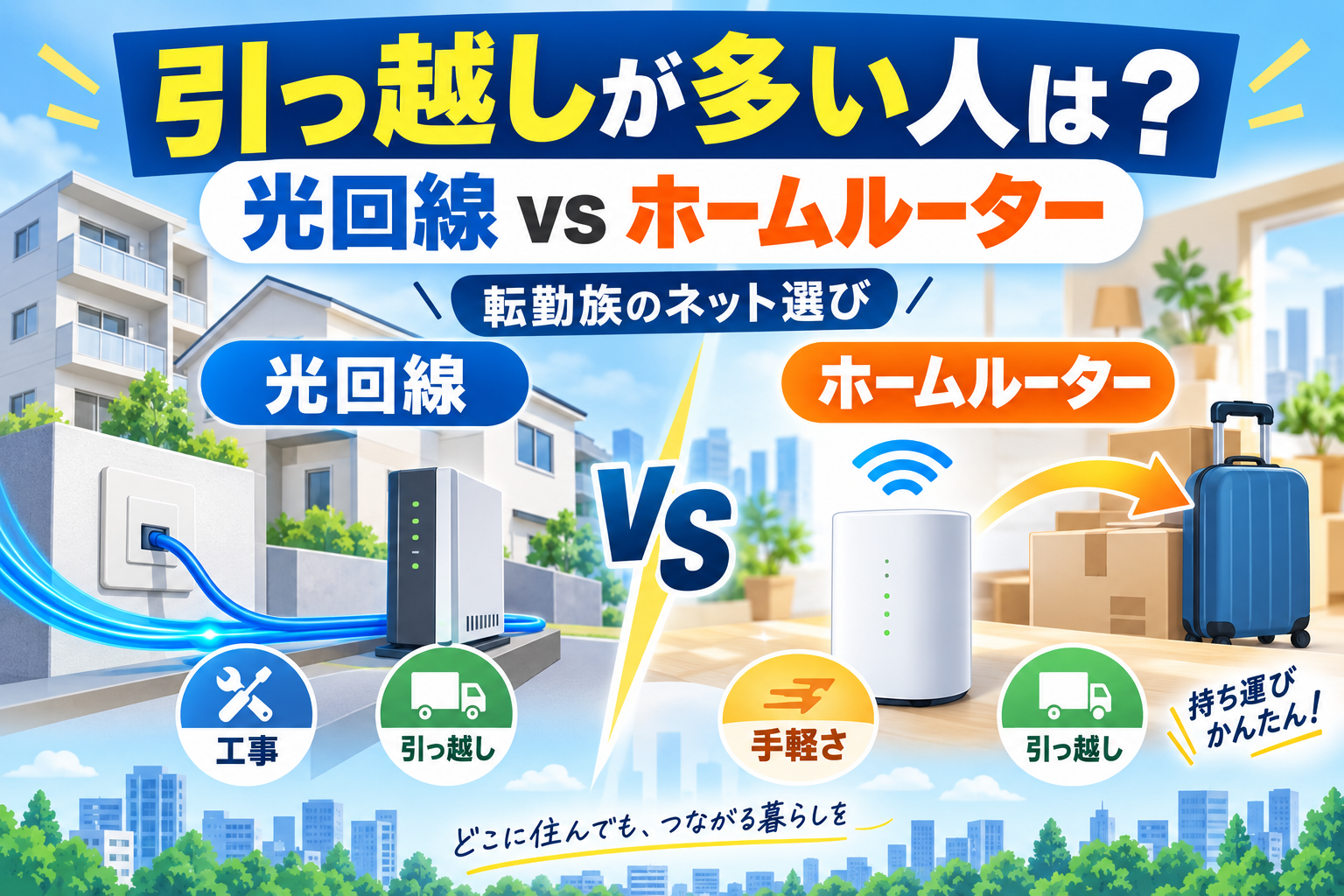 引っ越しが多い人は光回線よりホームルーター?転勤族のネット選び【2026年】